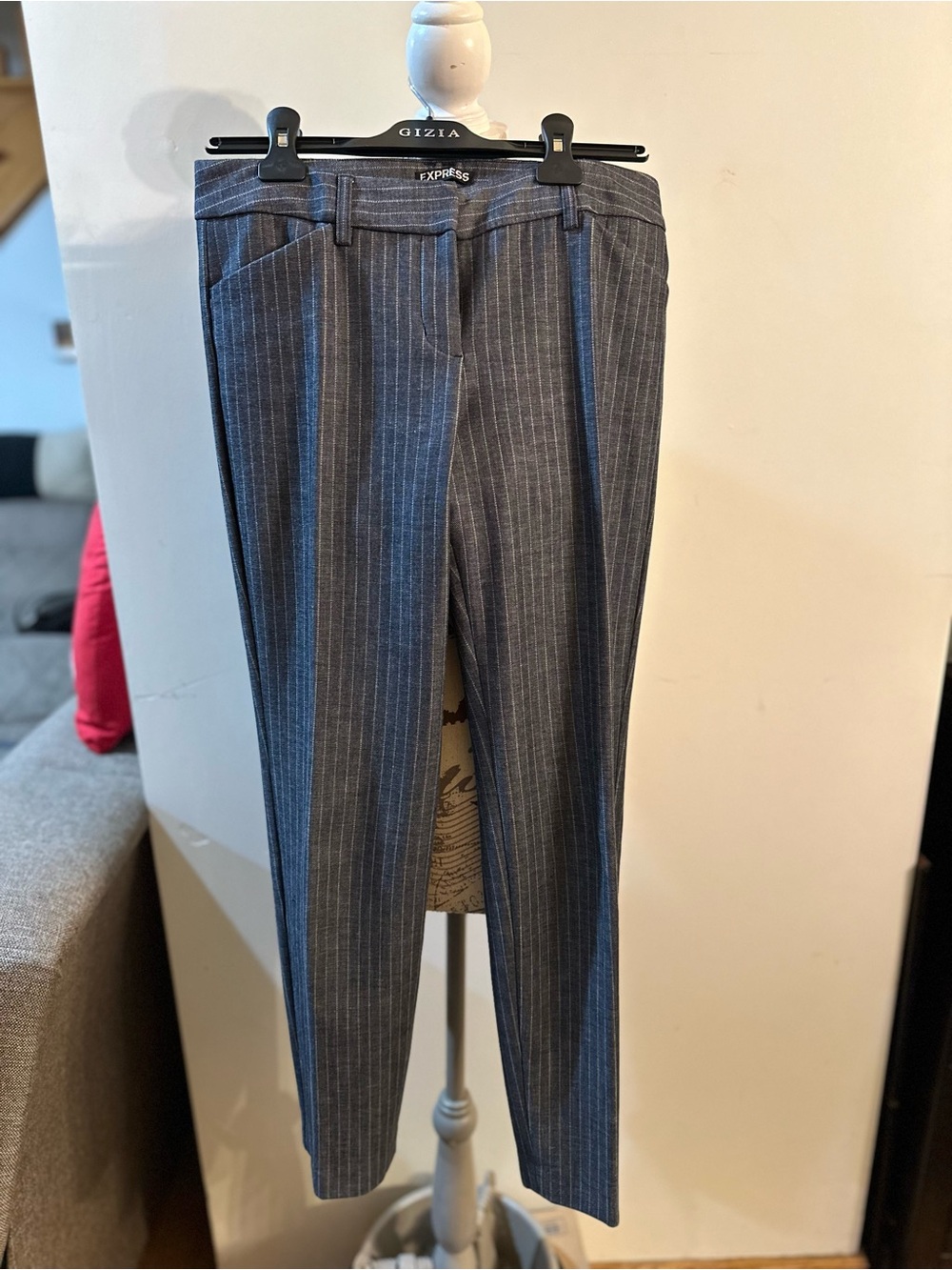 Express Men's Charcoal Pinstripe Dress Trousers